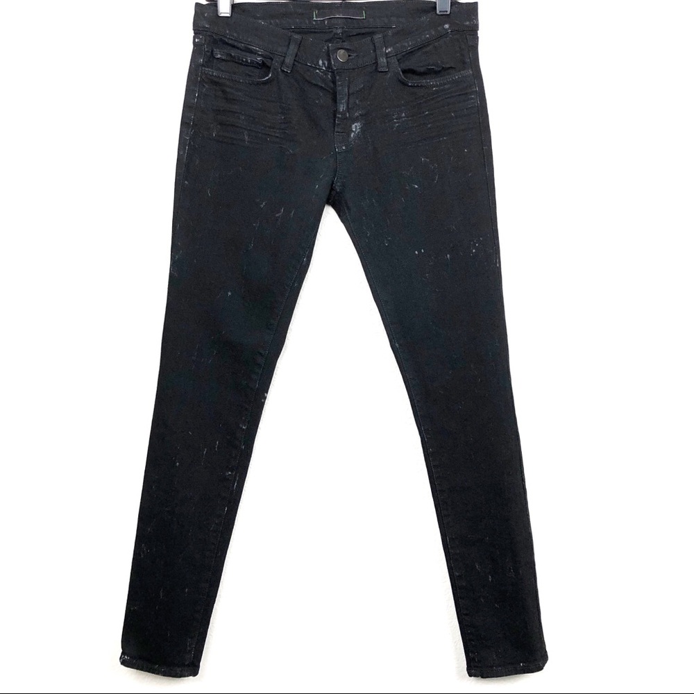 J Brand 941 Jett Skinny Jeans Black Splatter 28